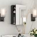Keonjinn Black Medicine Cabinet with Mirror 14" x 18", Adjustable Shelves