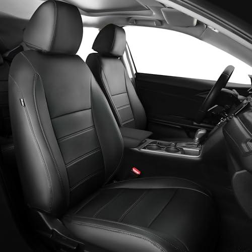 FEINEPRO Seat Covers for Honda Civic Sedan Sport 2022 2023 2024 & LX 2022-2026, Custom Faux Leather Car Seats Cover Full Set Waterproof - Black (Solid Rear Seatback - NO Rear Armrest)