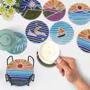 Libfx Diamond Art Coasters Kit with Holder, 8 Pcs Diamond Art Coasters for Adults Kids Beginners Crafts Gifts (Sun-Moon)