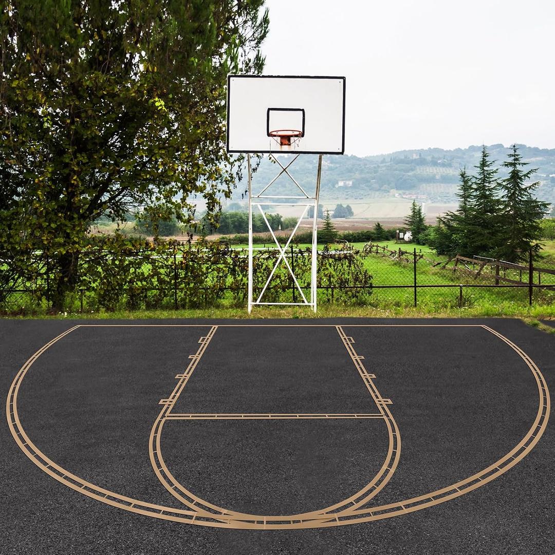 Basketball Court Stencil Kit Marking Corrugated Cardboard for Gym Asphalt Concrete Driveway Home and Local Park No Paint Included