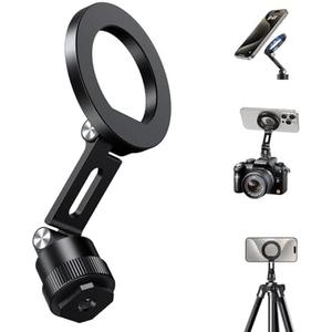 elitehood Magnetic Phone Tripod Mount for Magsafe, Aluminum iPhone Tripod Mount Adapter with 1/4” Screw, Cold Shoe Phone Holder for Camera, Compatible with iPhone 16/15/14/13 Series