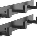 PMMASTO Wall Mounted Coat Hooks- Stainless Steel Rust-Resistant Bathroom Hangers for Towels/Hats/Coats, Heavy-Duty Wall Mount Hooks with Screws (Black 3 Hooks, 2-Pack)