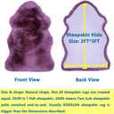 Fluffy Genuine Sheepskin Rug, Fuzzy Shaggy Fur Area Rug for Bedroom Living Room Soft Fur Wool Pray Pup Cushion Mat Carpet, Chair Sofa Seat Cover(Pansy Purple, Single Pelt/2FT*3FT)