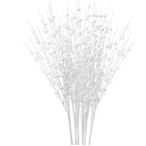 White Christmas Tree Picks and Sprays Ornaments 17'' 12'' Artificial Glitter Christmas Tree Topper Floral Berry Stems Branches Filled for Xmas Vase Filler Wreath DIY Crafts