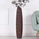 Decorative Tall Floor Vase for Living Room Decor, 34 inches, Brown, Resin