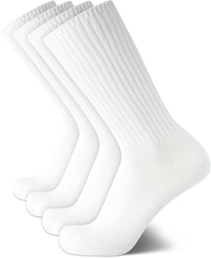 Calvin Klein Men's Crew Socks - 4 Pack Performance Cushion Comfort Mid-Calf Crew Socks - Athletic Socks for Men (Sizes: 7-12) (Premium White)