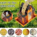 Solar Bird Feeders House for Outside Hanging, Metal Wild Bird Feeder for Outdoors Large Capacity Cardinal Birdfeeder Birdhouses Metal Bird Feeding Station Orange