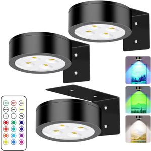 Battery-Powered Picture Lights with Remote Control, Magnetic LED Art Lights for Framing, Dimmable and Timer-Equipped, RGB Lighting Modesattery Operated Painting Light3Pack Black