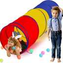 Seenelling 27.6 Inch Extra Large Kids Play Tunnel for Toddlers Colorful Pop Up Crawl Tunnel Toy for Baby Kids Children Pet Foldable Easy Storage Gift for Boys Girls Crawl Outdoor Indoor Toy (1 Pc)