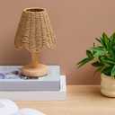 Glooglitter Small Clip-on Chandelier Rattan Lamps Set Shade Scalloped Lampshade 3"top x 6"bottom x 5-1/4"slant Height Empire Lamp Shade Chandelier or Accent Lamp(Paper Rope,Naturals,4 Pcs)
