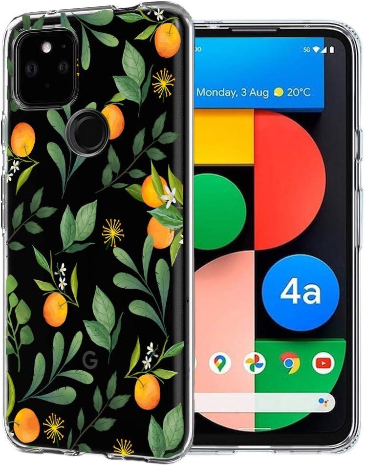 Unov Case Designed for Pixel 4a 5G, Crystal Clear Phone Case with [Anti-Slip Embossed Pattern], Shockproof Slim Protective [Anti-Yellowing TPU] Back Cover, Citrus Flavors