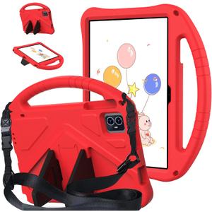 for Revvl Tab 2 Case 2025, Kids EVA Cover with Strap Handle Stand, for Tmobile Revvl Tab 2 Case 10.1'', Red