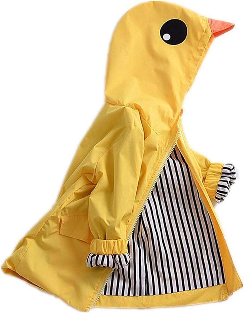 CM C&M WODRO Toddler Baby Boy Girl Duck Rain Jacket Cute Cartoon Animal Raincoat Hoodie Kids Coat Fall Winter School Outfit (4T, Yellow)