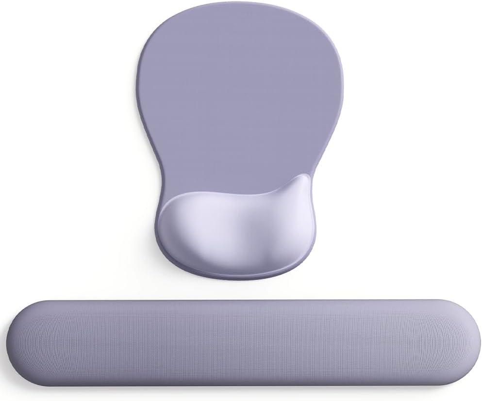 ErgoComfort Gel Wrist Rest Mouse Pad-Ergonomic Office Mousepad with Wrist Support-Non-Slip, Design Desk Accessories Mat for Home & Game Decor (09LavenderHaze Set)