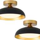 kudos Flush Mount Ceiling Light, 9.5inch LED Ceiling Light Fixture 2 Pack, Black and Gold Finish, 12W 600lm Modern Hanging Light Fixtures for Living Room, Bedroom, 5CCT Adjustable, KDCL01-BK-S-2PK