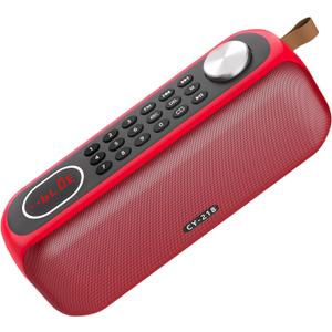 Rechargeable Bluetooth Speaker with Digital FM Radio, Support USB/SD Card MP3 Play/AUX, Loud Speaker and 3.5MM Headphone Jack (RED)
