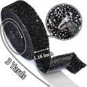 Locacrystal Bling Crystal Resin Rhinestone Diamond Ribbon,Self-Adhesive Iron-on DIY Glitter Gem Stickers for Crafts Cars Clothing Decoration 3cm 3yard Black