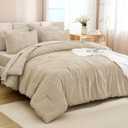 Andency California King Comforter Set Khaki - 7 Pieces Bed in a Bag Cal King Bedding Comforter Sets, Tufted Lightweight Fluffy Bed Set with Comforter, Sheets, Pillowcases & Shams