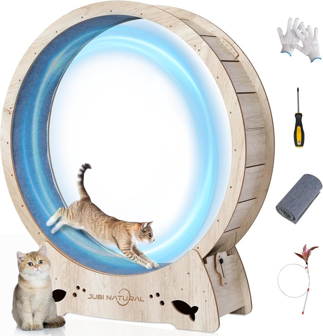 Cat Exercise Wheel, 50" Cat Running Wheel for Indoor Cats with Locking Mechanism, Cats Treadmill Wheels with Quiet Carpeted Runway, Cat's Weight Loss and Health (50")