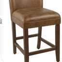 HomePop Upholstered Counter Stool, 24-Inch, Cognac Brown Faux Leather