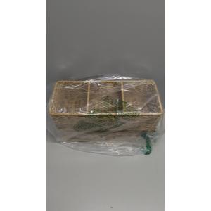 Covzoe 2 Pack Wicker Storage Basket, 3 Compartments Plastic Toilet Tank Topper Woven Basket, Rattan Storage Container Countertop Organizer for Bathroom Bedroom Decor, Tan