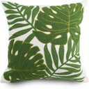 Embroidery Throw Pillow Covers 18x18 Home Decor Loop Tropical Green Leave Floor Pillow Cover for Couch 100% Cotton Canvas Cushion Cover Pillow Case Plant Monstera Leaf 45x45, 1 Piece