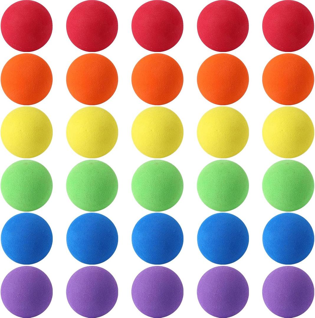 30 Pcs Colourful Mini Soft Foam Balls Assorted Lightweight Mini Play Balls Sponge Balls for Crafts Birthday Party Favors Bag Gifts Fillers Carnival Prizes Gift for Classroom (Colourful)