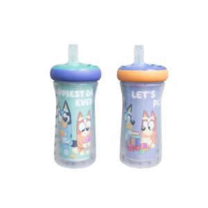 The First Years Bluey Insulated Straw Cup - Diswasher Safe Sippy Cups - Kids Water Bottles - 9 Oz - 2 Count - Ages 9 Months and Up