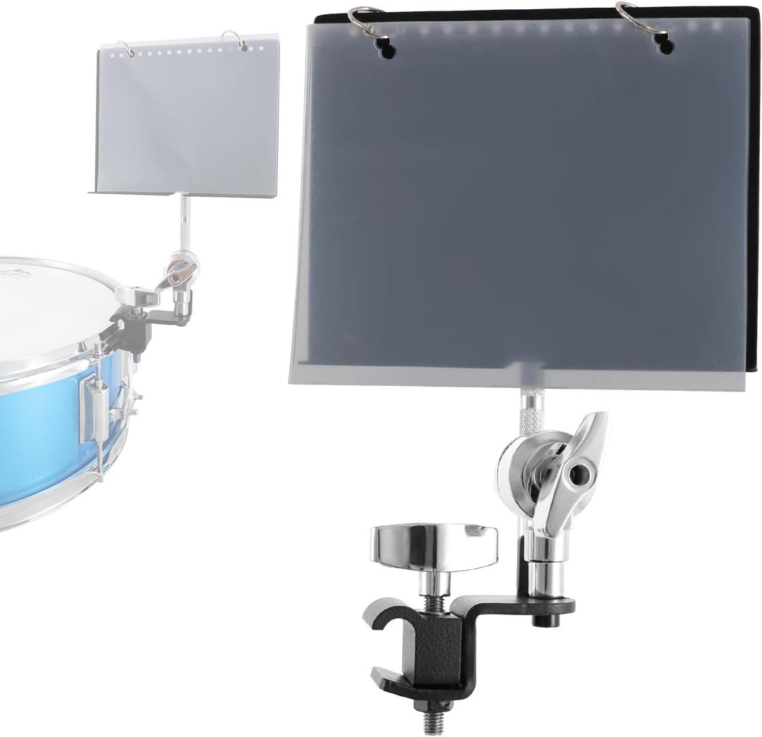 RANMING Drum Set Mounting Clamp Drum Hoop Mount Music Stand Clamp for Snare Drums and Toms Drum Set Clamp with Straight-Shaped Sheet Music Arm ,Drum Set Extension Mount for Percussion Instruments
