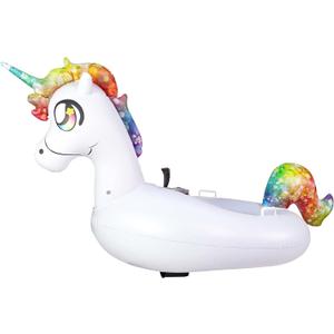 PoolCandy Tube Runner - Swimming Pool Motorized Inflatable Gigantic Animal Ride-ons (White Unicorn Pool Float)