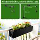 2 Pack Metal Railing Planter Box, 30 Inch Balcony Planters with Adjustable Brackets, Large Hanging Planters for Outdoor Fence Deck