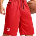 G Gradual Men's Long Basketball Shorts with Zipper Pocket 9"/11'' Quick Dry Gym Shorts Lightweight Athletic Shorts for Men (Red, XXL)