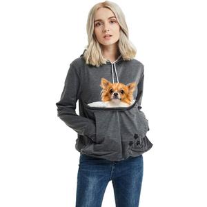 Unisex Pet Carrier Hoodie Cat Dog Pouch Holder Sweatshirt Shirt Top (XX-Large, Dark Grey)