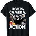 Movie Director Producer Filmmaker Film Lights Camera Action T-Shirt, Medium