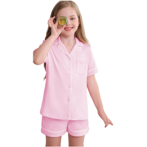 Veseacky Girls Pajamas Sets 100% Cotton PJ Button Down Long Sleeve 2 Piece Pajamas Set Boys Girls Pjs for Ages 5-14 (120-160)