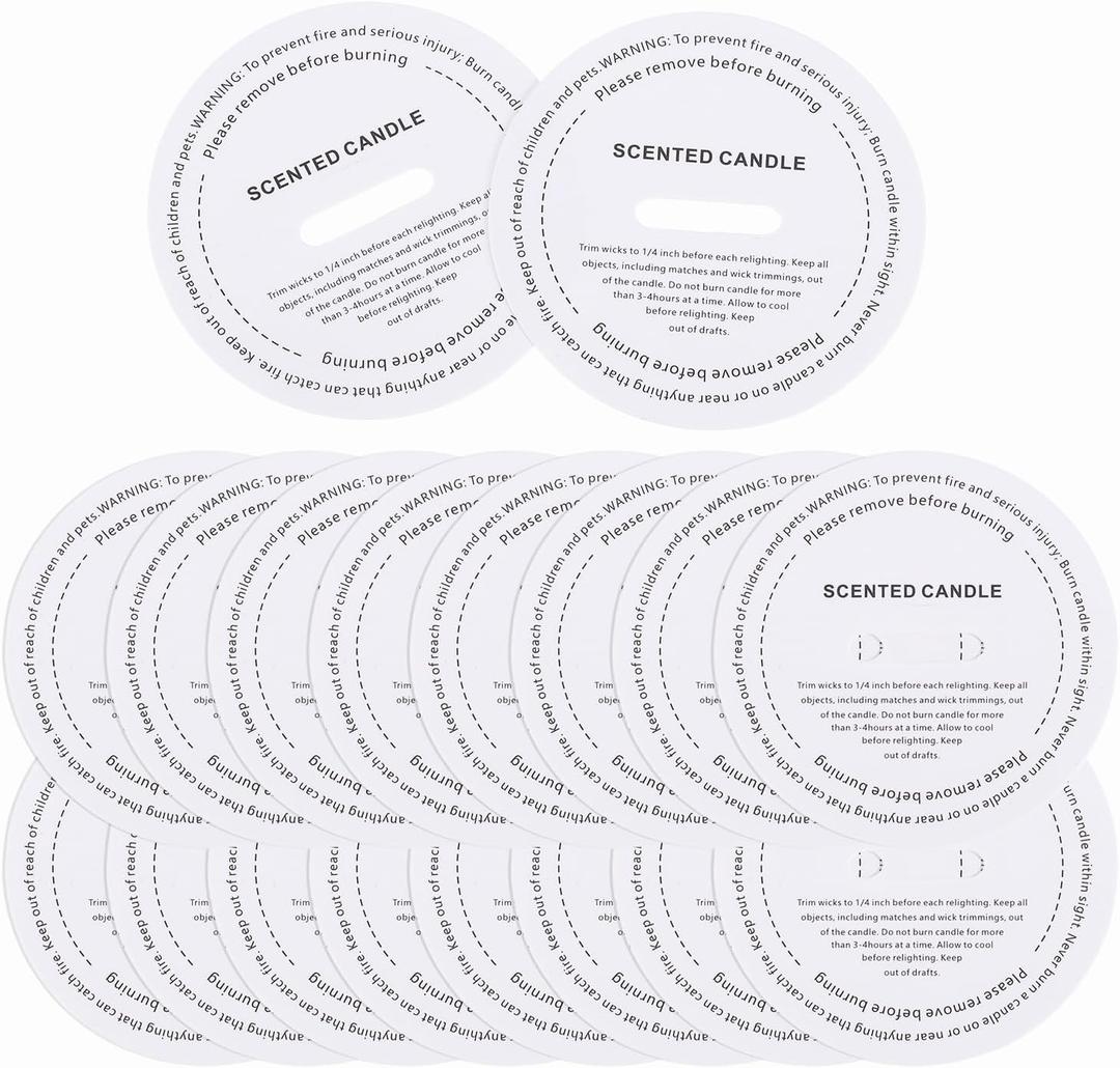 QUARKZMAN Pack of 30 Candle Dust Covers 5.5 cm/2.2 Inches Round Printed White Candles Drip Protection Lid Accessories for Crafts Scented Candles Glasses Boxes Packaging White
