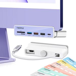 TWOPAN USB C Hub Multiport Adapter for iMac M4/ M3/ M1, 7-in-1 iMac 2024/ 2023 Docking Station - 4K HDMI, USB 3.2 Ports, SD/ Micro SD Card Reader, 7 Color Panels