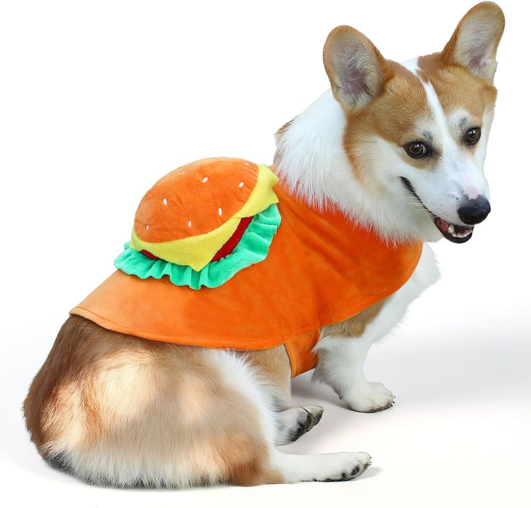 Halloween Dog Costume for Medium-Large Dog Funny Hamburger Costume Clothes Pet Fast Food Outfit for Cosplay Dress up Party Supplies