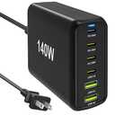 RISWOJOR 140W USB C Multiport Charger with PPS PD65W Dual PD20W, Fast 6 Port USB Charging Station, USB C Laptop Charger for MacBook iPhone Galaxy iPad Tablets Pack of 3