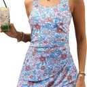 CiCiBird Women One Piece Tummy Control Swimsuit Modest Swim Dress Bathing Suit Skirt Swimwear (Large, Floral Purple)