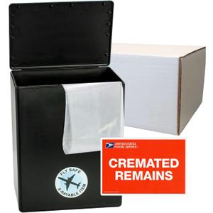 CarrySafe Urn - TSA Approved Fly-Safe and Temporary Travel Cremation Urn Kit for Human Ashes - Airline Friendly - 200 Cubic Inch Capacity - Airline-Ready Black Plastic Urn with Included Travel Box