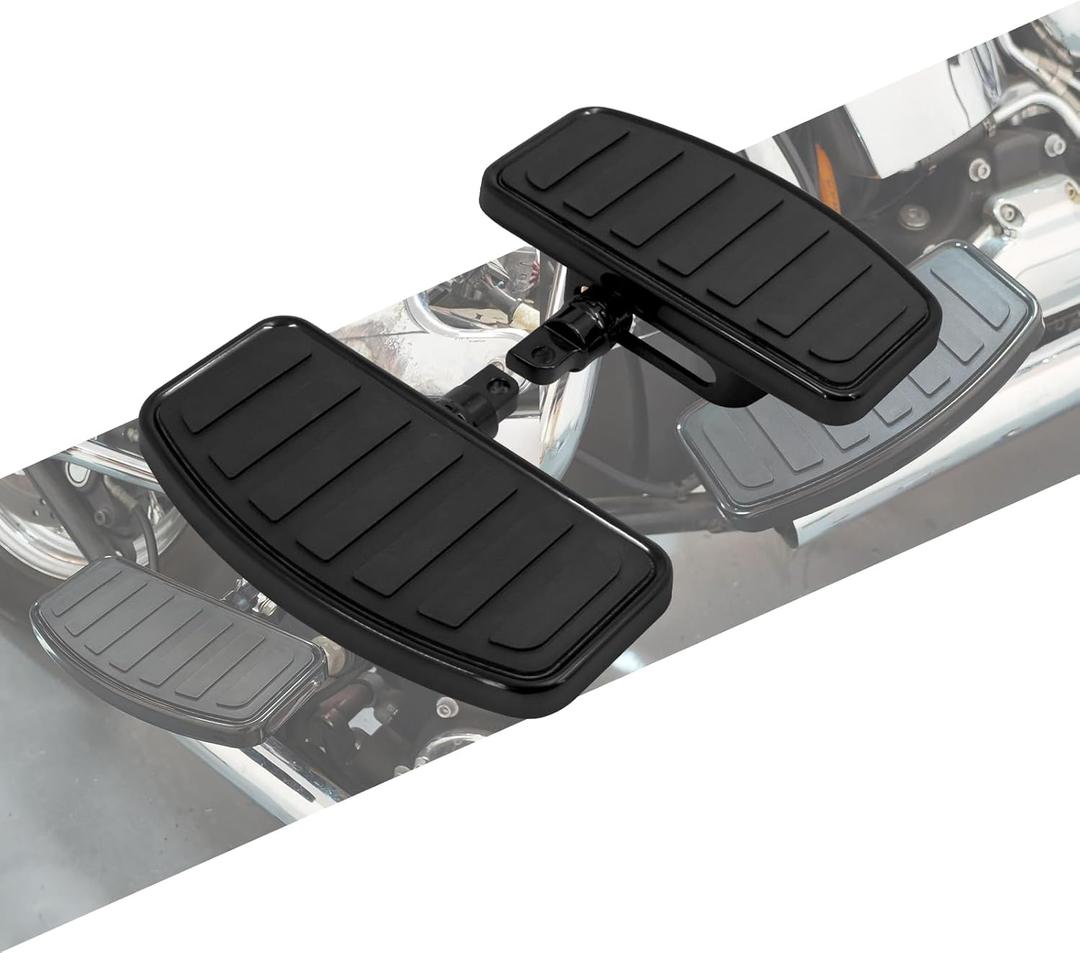 Motorcycle Footboards Adjustable Rear Passenger Floorboard Foot Pegs Pedals Fit For Harley Touring Electra Glide Road King Softail Dyna Sportster XL 883 1200 (Black)