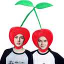 Funny Cherry Hat Cute Hat Novelty Plush Hat Cherry Party Hat Dress Up Hat for Halloween Costume Cosplay Party, Pack of 2