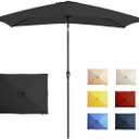 6.5x10FT Rectangular Patio Umbrella with Push Button Tilt & Crank Lift for Garden,UV Protection Outdoor Umbrella for Deck,Pool and Yard,Black