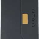 2026 Daily Monthly Planner - Calendar, January - December 2026, 100GSM Thick Paper, Leather Cover, Planner with Hourly Schedule,6.1" x 8.2", Daily Inside Page - Monthly Inside Page, Pen Holder, Bookmarks (Dark Gray)