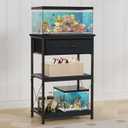 5-10 Gallon Fish Tank Stand, Height Adjustable Metal Aquarium Stand with Storage Drawers for Fish Tank Accessories Storage, Perfect for Turtle Tank, Reptile Terrarium, Black