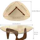 Triangle MDF Frame Coffee Table with Amber Tempered Glass Top, 24.4" D x 32.2" W x 16.1" H