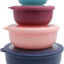 COOK WITH COLOR Prep Bowls with Lids- Wide and Deep Nesting Plastic Small Mixing Bowl Set with Lids, 8 Piece Set - Wide Bowls, Navy