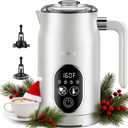 Milk Frother and Steamer 4 in 1, Milk Steamer with Auto Temperature Control, Warm & Cold Foam Maker, Hot Chocolate Maker, Frother for Coffee, Latte, Cappuccino, White