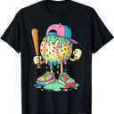 Baseball Drip for Boys Ice Cream Drip Baseball Sport T-Shirt, L